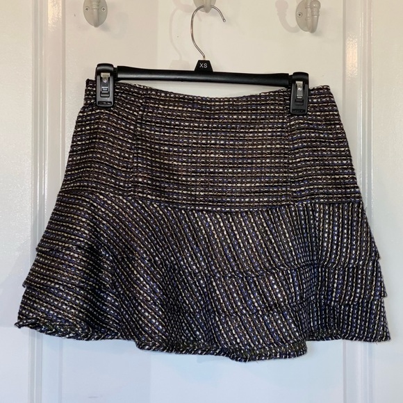 NWT BCBGeneration Ruffle Tweed Skirt size 4 blue black - Picture 6 of 7